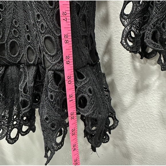 PrettyLittleThing Midi Dress Womens 8 Black Eyelet Crochet Zip Long Sleeves NWT - Picture 6 of 16